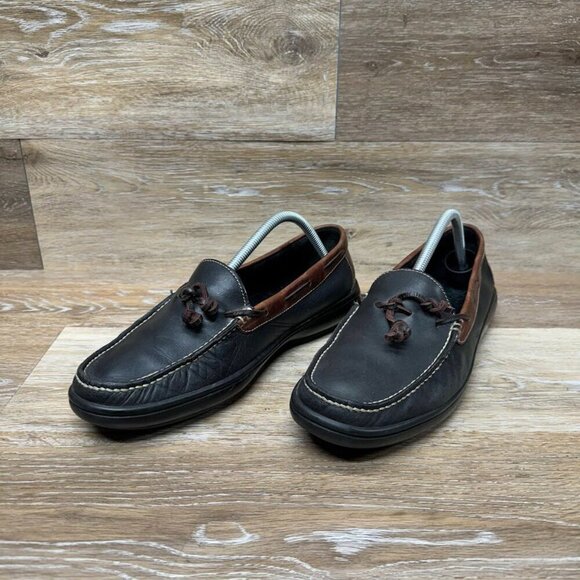 Cole Haan Black/Brown Leather Moc Loafers Men's Size 9 - Picture 1 of 6
